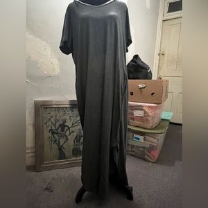 HBEYYTO Long Gray Short Sleeve Dress